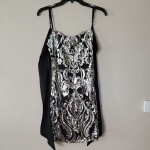 B Darlin Black and Silver Sequin Dress